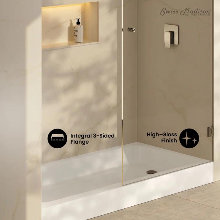 Voltaire 60 X 30 Shower Pan Base With Left Drain In Glossy