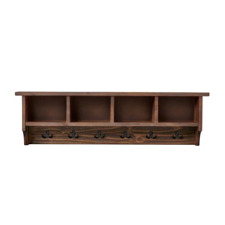 Alaterre Modesto 48" Reclaimed Wood Entryway Wall Coat Hooks with Storage Cubbies
