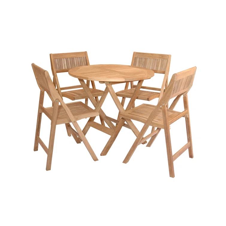 Anderson Teak Windsor Round Teak Outdoor Folding Dining Table