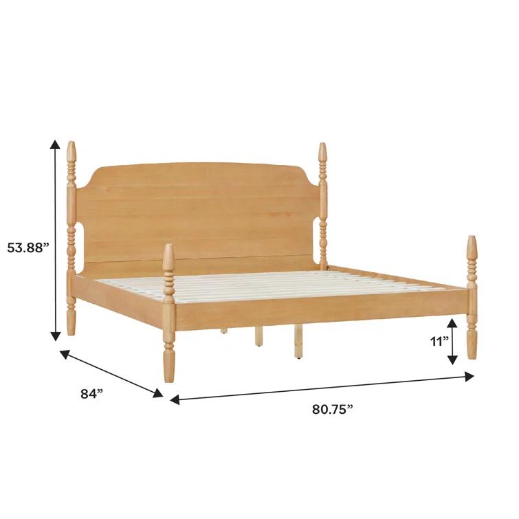Walker Edison Vivienne Traditional Easy Assembly Solid Wood Turned Spindle Bed