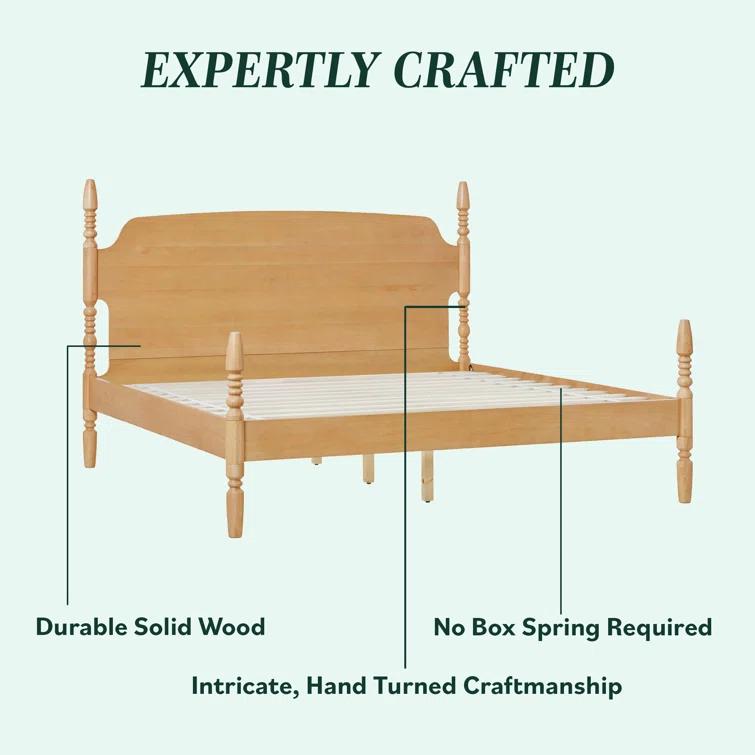 Walker Edison Vivienne Traditional Easy Assembly Solid Wood Turned Spindle Bed