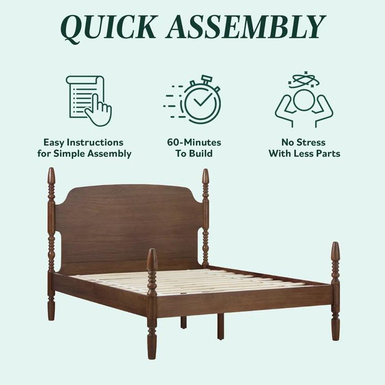 Vivienne Traditional Easy Assembly Solid Wood Turned Spindle Bed