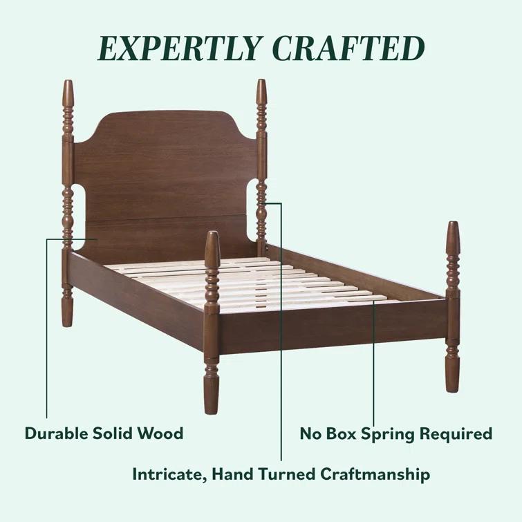 Vivienne Traditional Easy Assembly Solid Wood Twin Spindle Bed