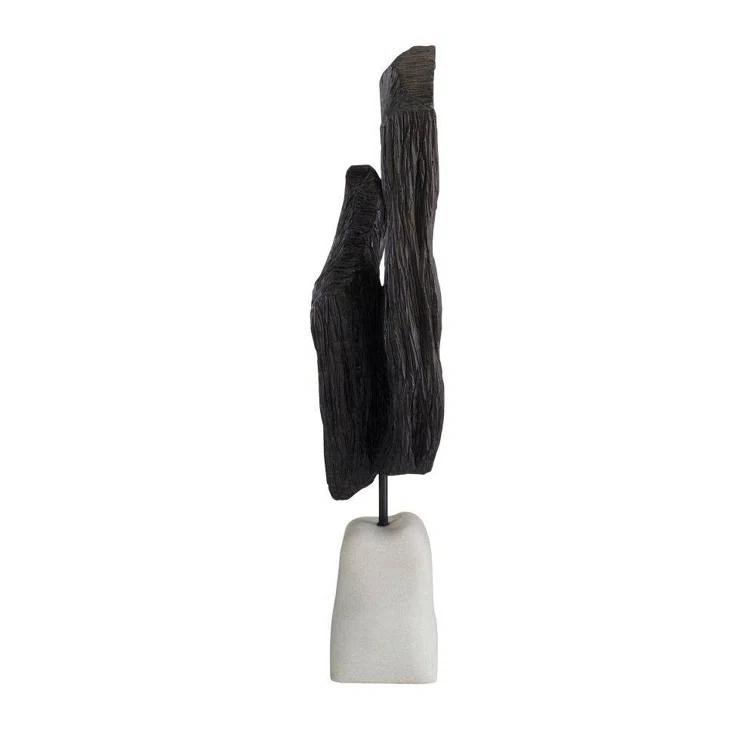 48" Black Resin Mudra Floor Sculpture with Ivory Base