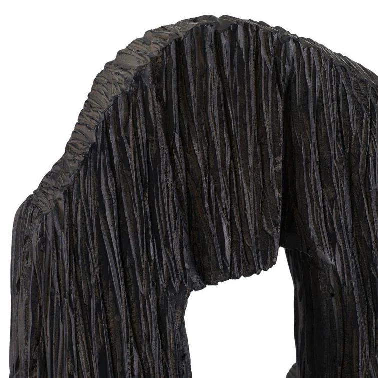 48" Black Resin Mudra Floor Sculpture with Ivory Base