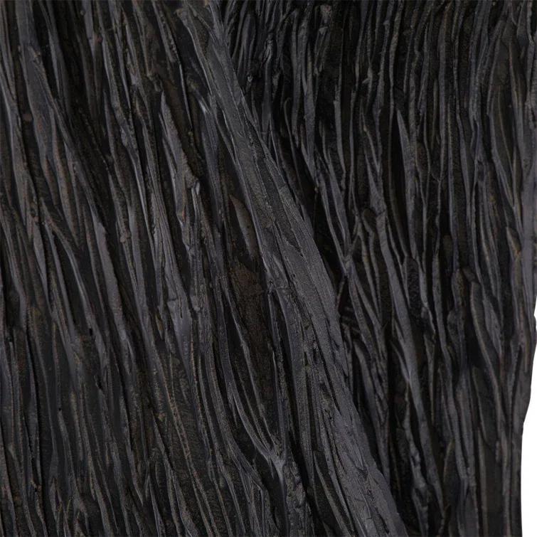 48" Black Resin Mudra Floor Sculpture with Ivory Base