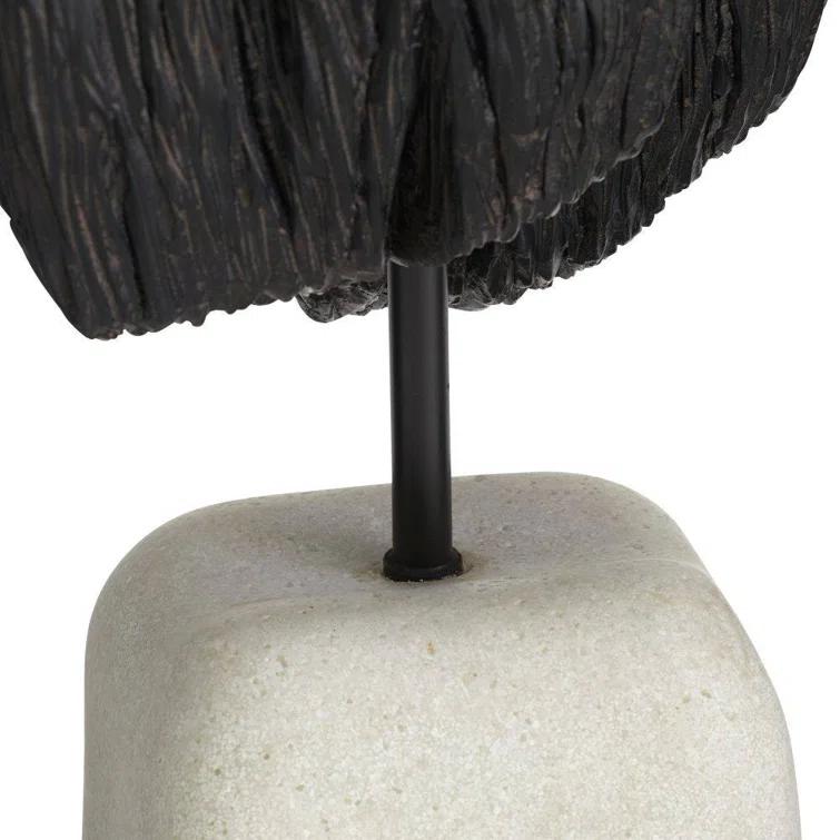 48" Black Resin Mudra Floor Sculpture with Ivory Base