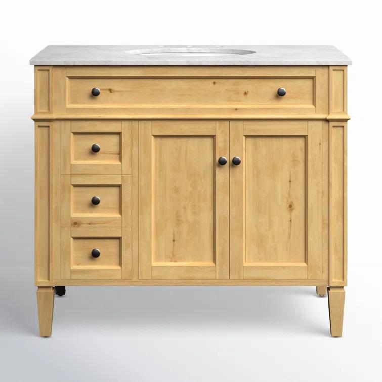 Rukie 40" Free-Standing Single Bathroom Vanity Set with Marble Vanity Top