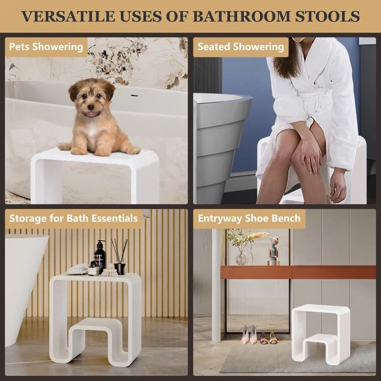 Casainc Riverside Freestanding Solid Surface Bathroom Shower Stool