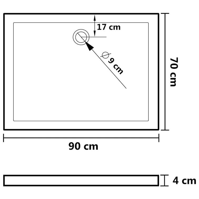 vidaXL Shower Base Tray, Non-slip Bathroom Shower Pan, Reinforced ABS