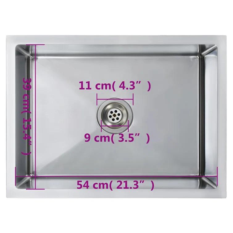 vidaXL Kitchen Sink with Strainer, Stainless Steel Top-Mount Sink, Fast Drainage, Anti-Corrosion