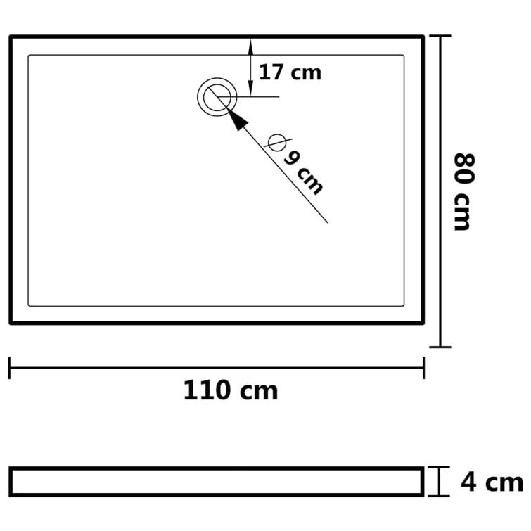 vidaXL Shower Base Tray, Non-slip Bathroom Shower Pan, Reinforced ABS
