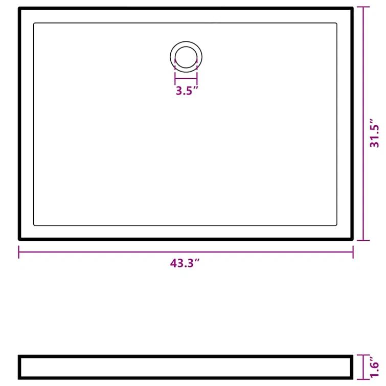 vidaXL Shower Base Tray, Non-slip Bathroom Shower Pan, Reinforced ABS