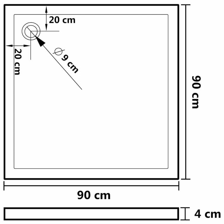 vidaXL Shower Base Tray, Non-slip Bathroom Shower Pan, Reinforced ABS