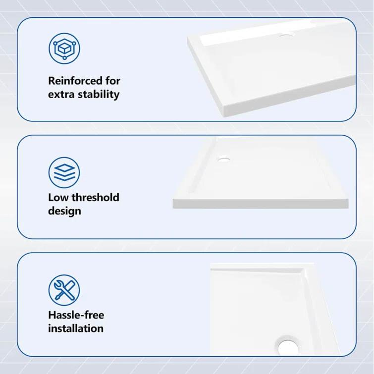 vidaXL Shower Base Tray, Non-slip Bathroom Shower Pan, Reinforced ABS