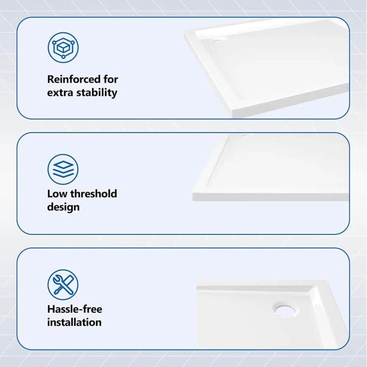 vidaXL Shower Base Tray, Non-slip Bathroom Shower Pan, Reinforced ABS