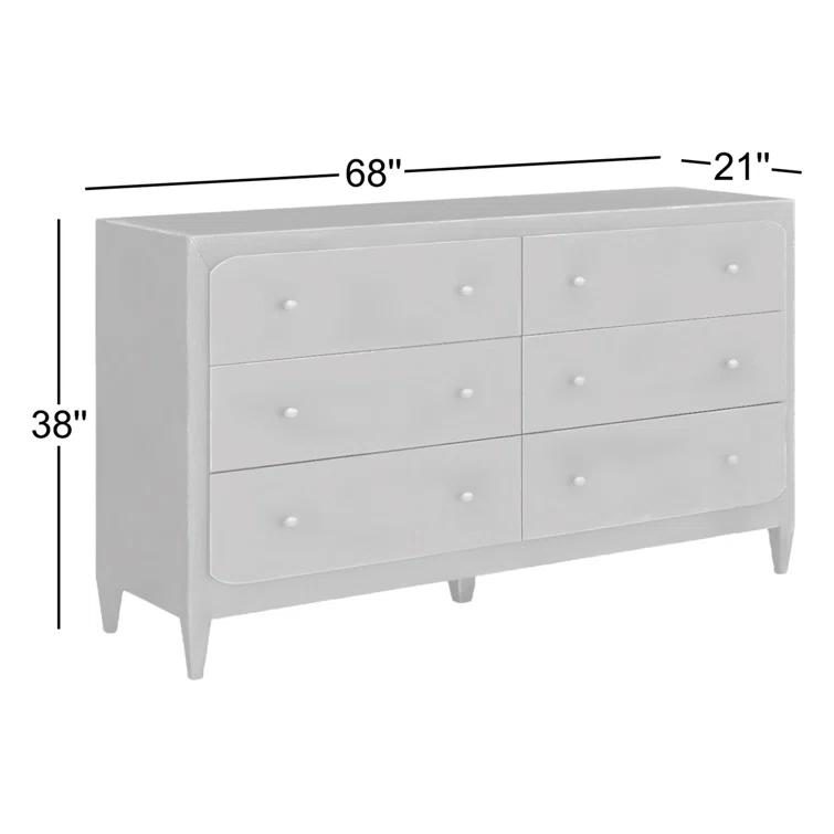 CiaoBella Transitional Gray 68" Double Dresser with Dovetail Drawers