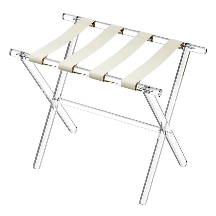 IFBECT Acrylic Luggage Rack with Beige Leather Straps