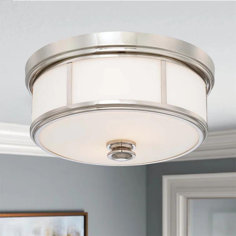 Brushed Nickel and Etched Opal Glass 20" Flush Mount Ceiling Light