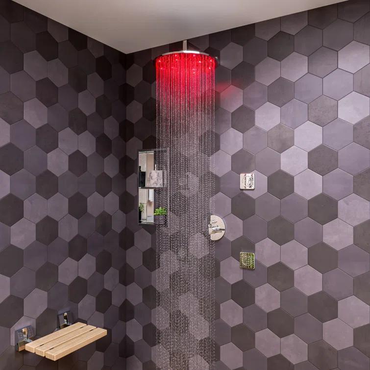 Rain Fixed Shower Head 1.8 GPM GPM with Temperature-based LED