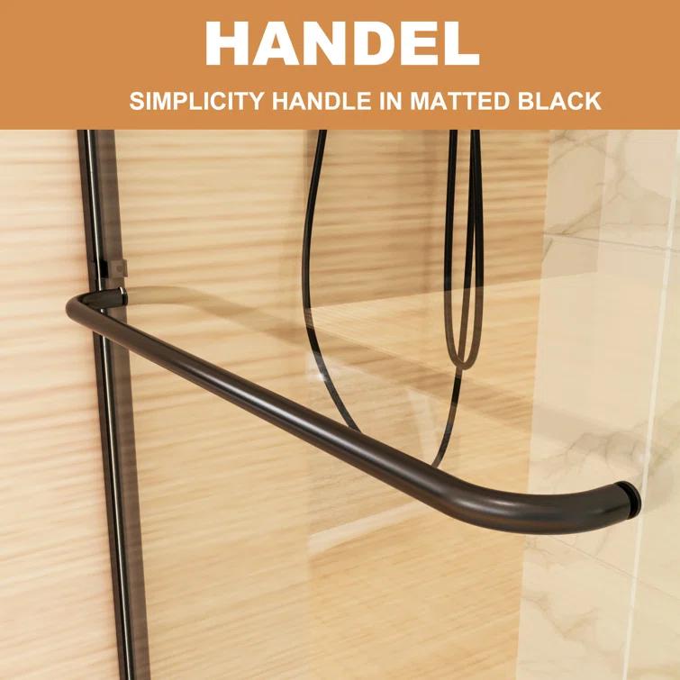 60" W X 70" H Semi- Frameless Double Sliding Bathroom Shower Door With Clear Glass