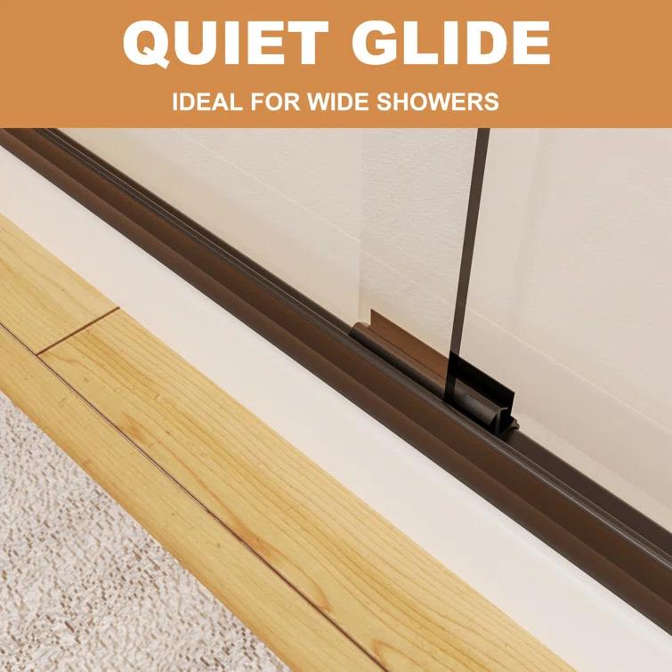 60" W X 70" H Semi- Frameless Double Sliding Bathroom Shower Door With Clear Glass
