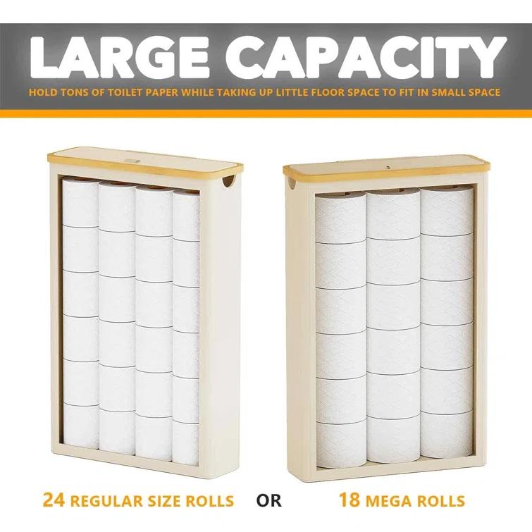 Extra Large Toilet Paper Storage With Lid, Holds Up To 24 Regular Rolls Or 18 Mega Rolls, Slim Basket Holder Bin Container For Bathroom Accessories Organizer