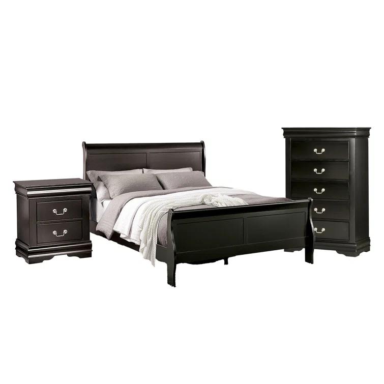 Benjara Ry 3 Piece Full Size Bedroom Set, Sleek Modern Transitional Style,