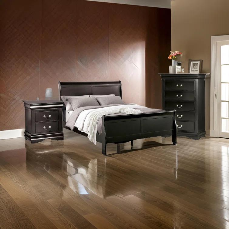 Benjara Ry 3 Piece Full Size Bedroom Set, Sleek Modern Transitional Style,