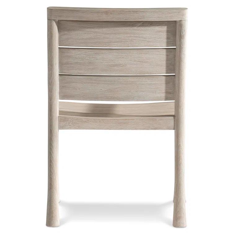 Beige Teak Transitional Outdoor Dining Arm Chair