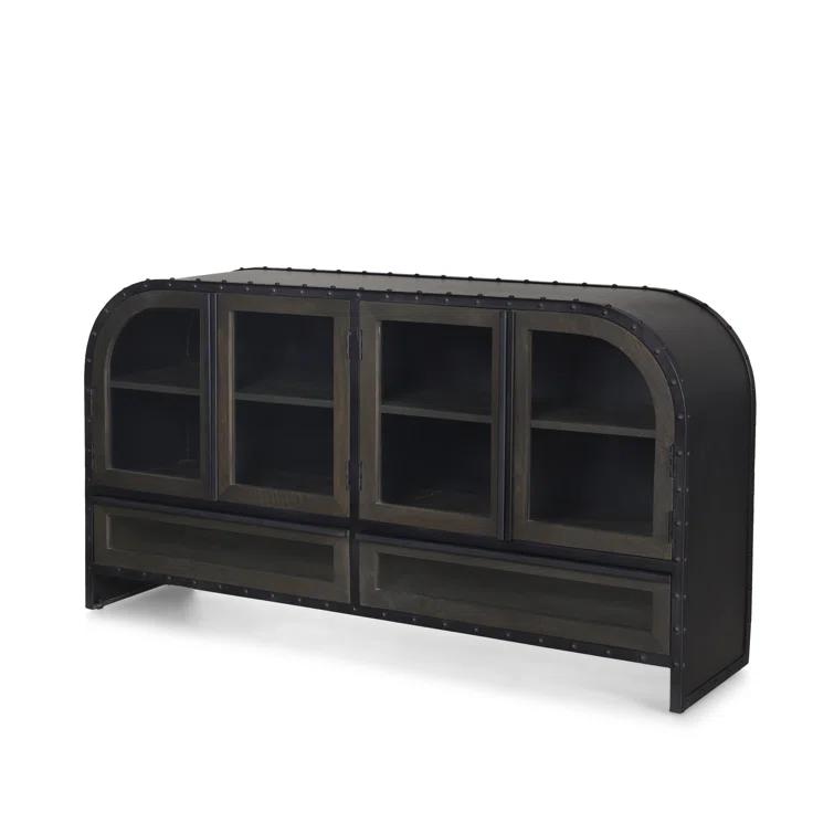 Fuanai Antique-Style Metal and Wood 4-Door Sideboard