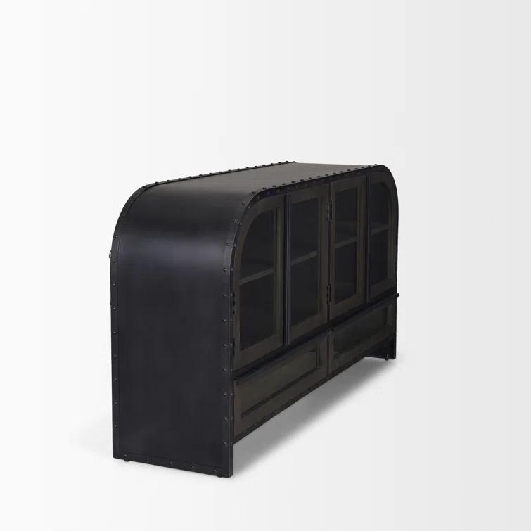 Fuanai Antique-Style Metal and Wood 4-Door Sideboard