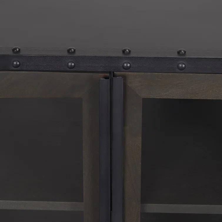 Fuanai Antique-Style Metal and Wood 4-Door Sideboard