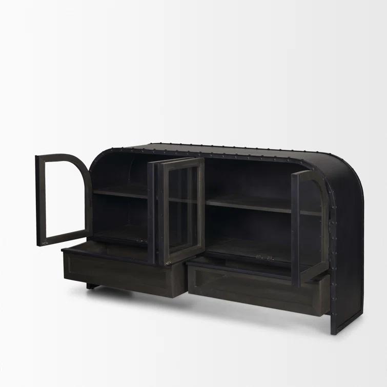 Fuanai Antique-Style Metal and Wood 4-Door Sideboard