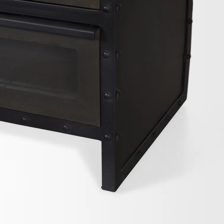 Fuanai Antique-Style Metal and Wood 4-Door Sideboard