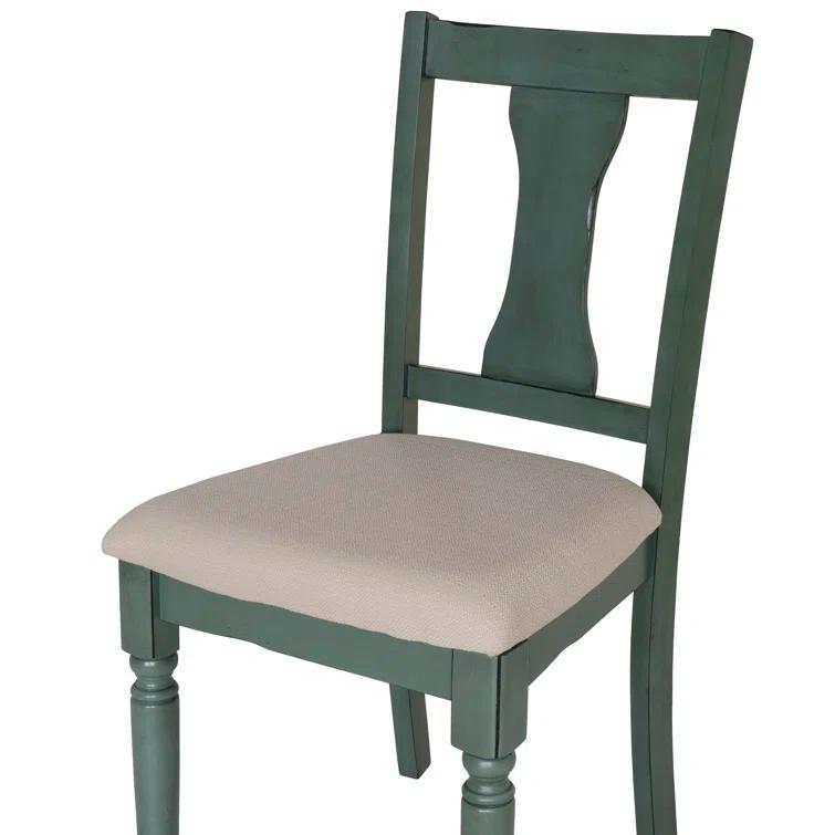 Willow Slat Back Turned Leg Upholstered Side Chair