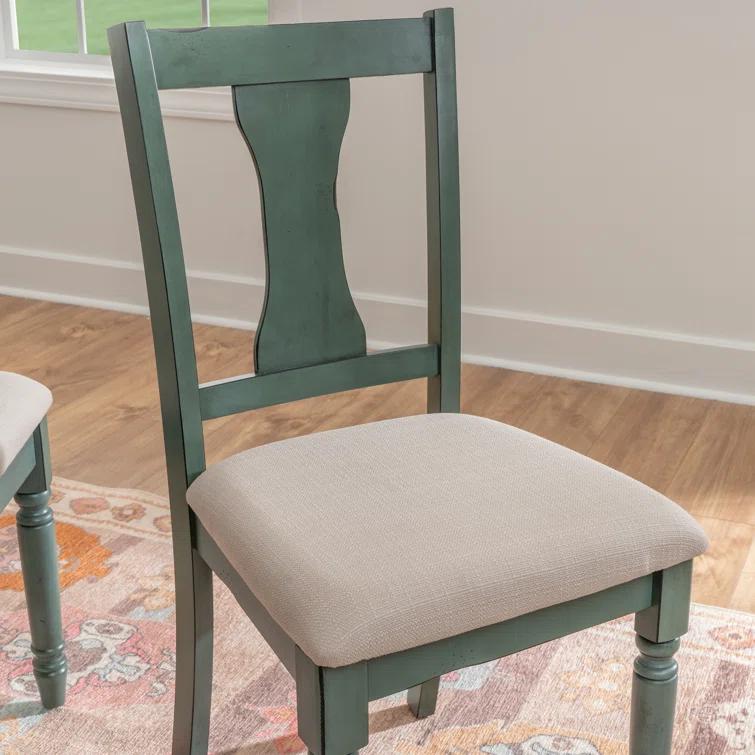 Willow Slat Back Turned Leg Upholstered Side Chair