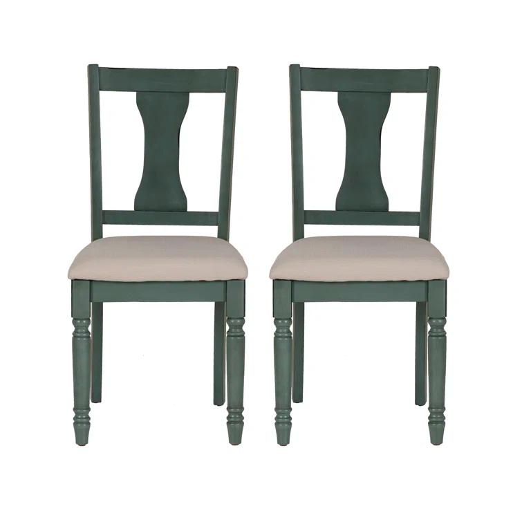 Willow Slat Back Turned Leg Upholstered Side Chair