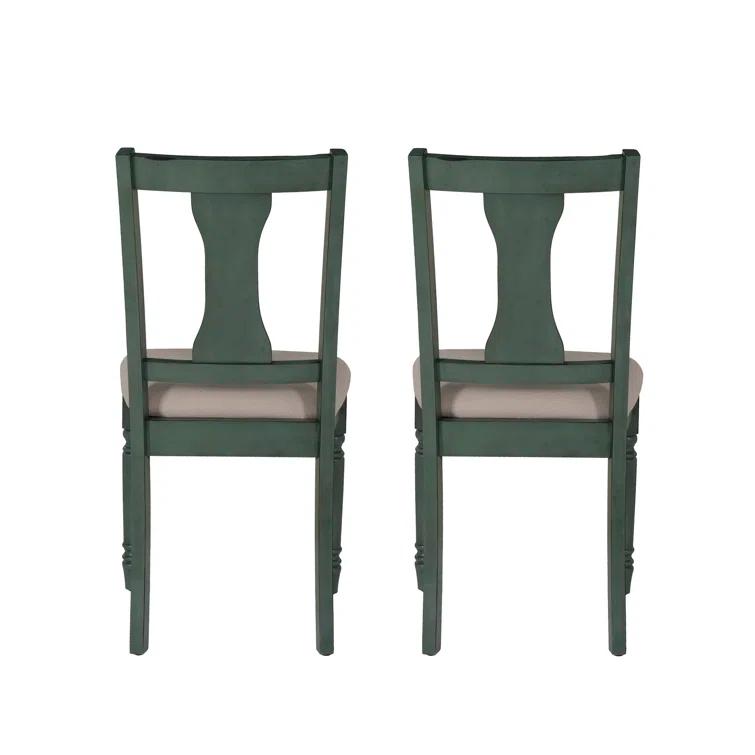 Willow Slat Back Turned Leg Upholstered Side Chair