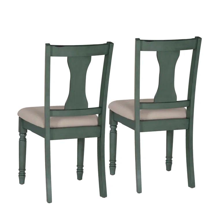 Willow Slat Back Turned Leg Upholstered Side Chair