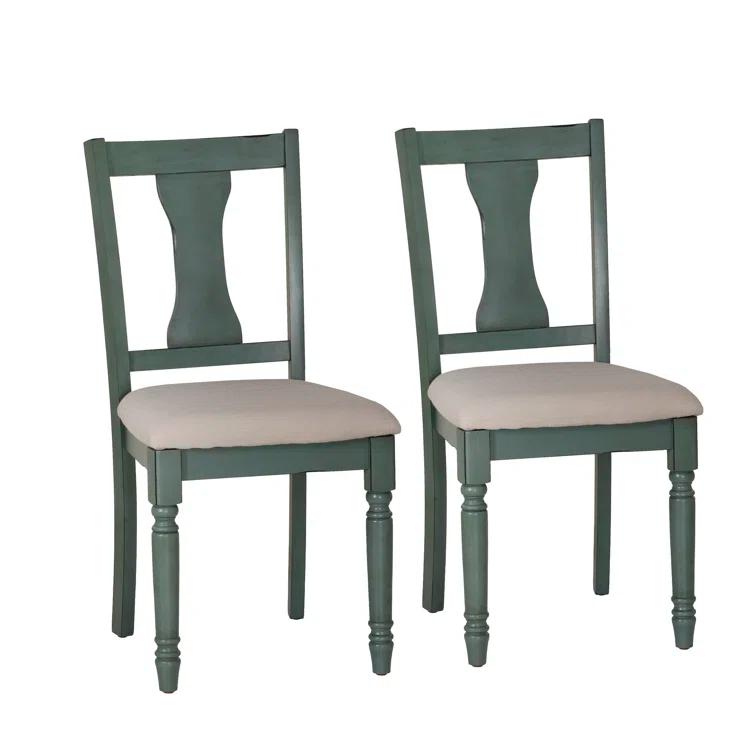 Willow Slat Back Turned Leg Upholstered Side Chair