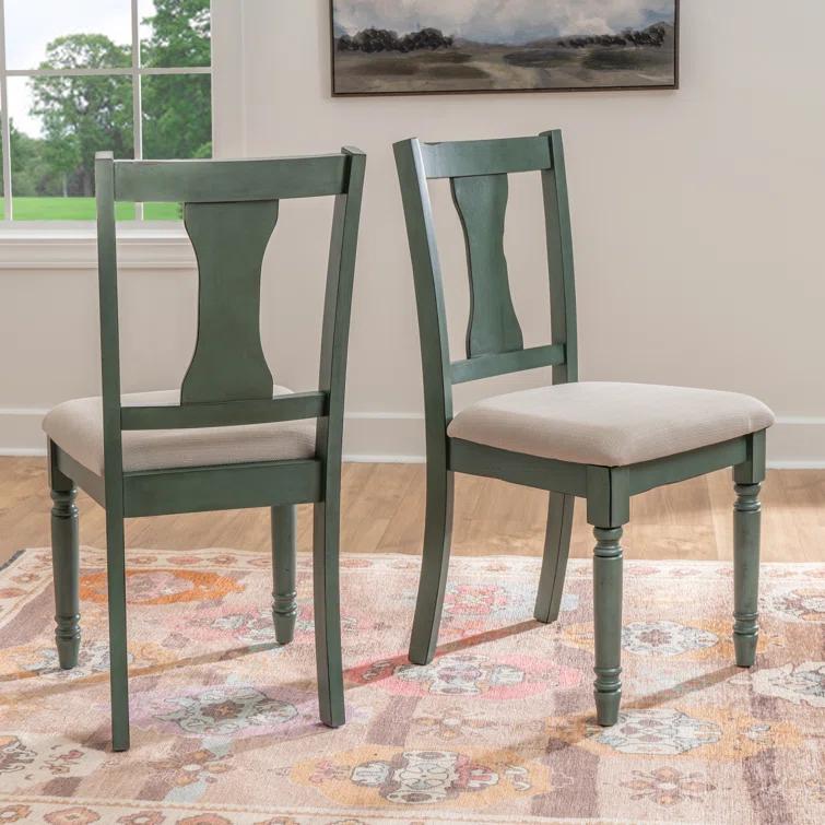 Willow Slat Back Turned Leg Upholstered Side Chair