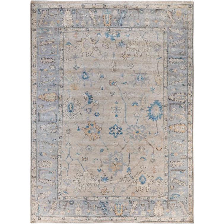 Solo Rugs One-of-a-Kind Rectangle 9'10" X 13'5" Wool Area Rug Ivory/Blue/Gray/Yellow