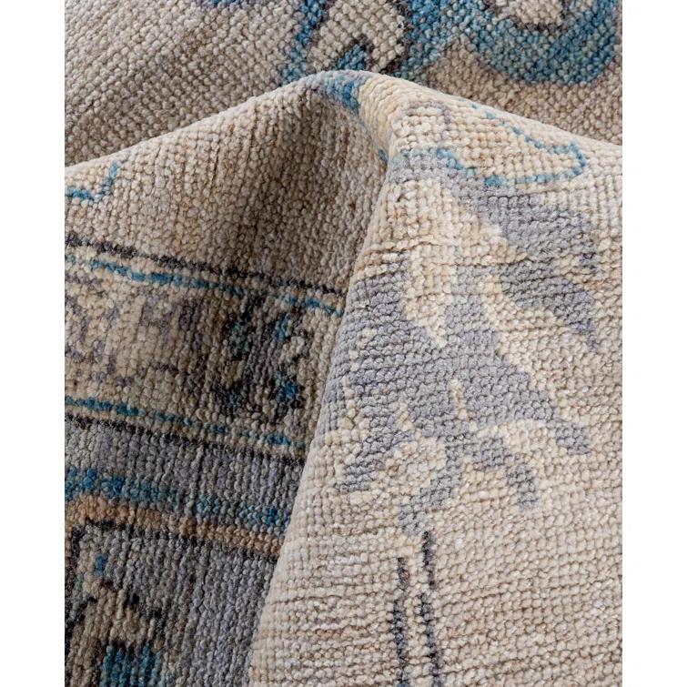 Solo Rugs One-of-a-Kind Rectangle 9'10" X 13'5" Wool Area Rug Ivory/Blue/Gray/Yellow