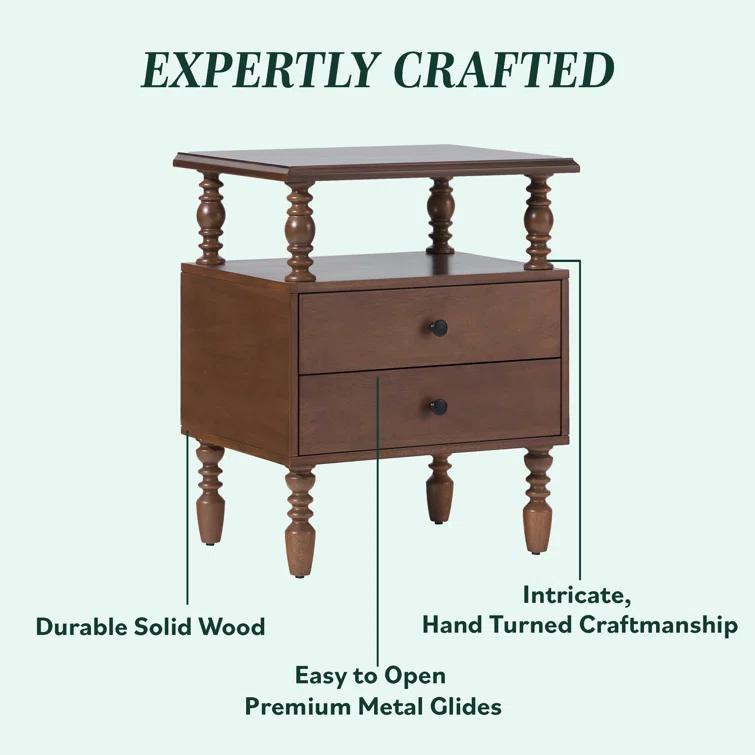 Vivienne Easy Assembly Solid Wood Spindle 2-Drawer Nightstand (Set of 2)