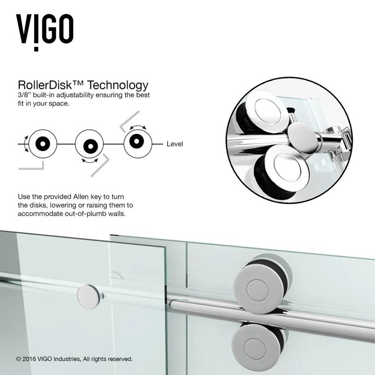 Elan 56-60" W x 66" H Sliding Frameless Tub Door with 3/8" Clear Glass