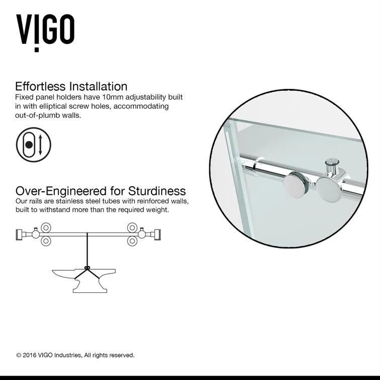Elan 56-60" W x 66" H Sliding Frameless Tub Door with 3/8" Clear Glass
