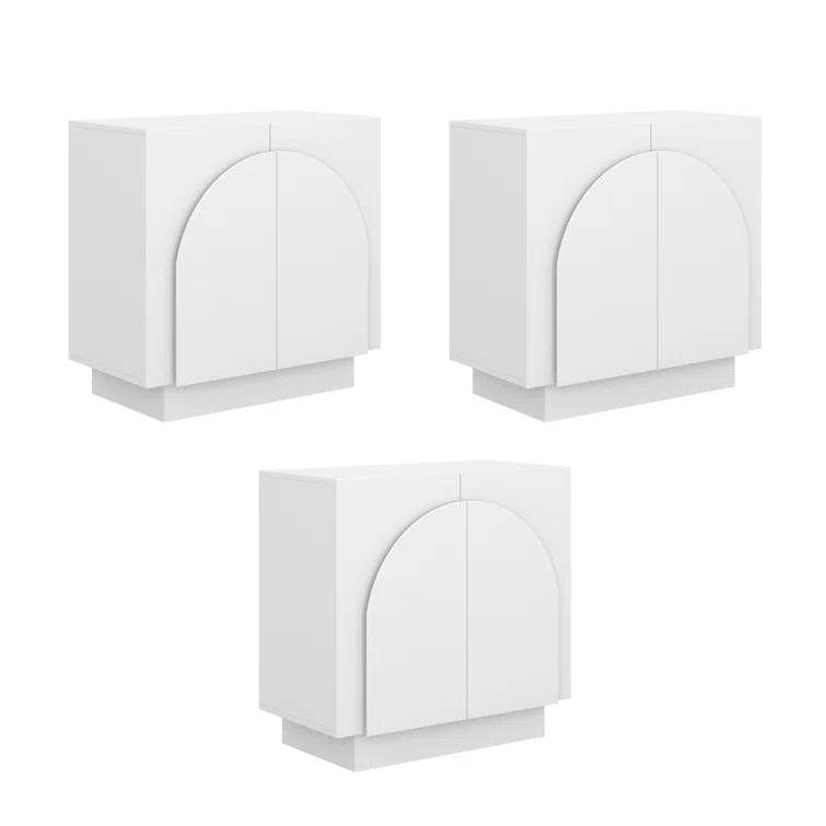 Iris Solid Wood TV Stand 2 - Door Accent Cabinet (3-Piece Set)