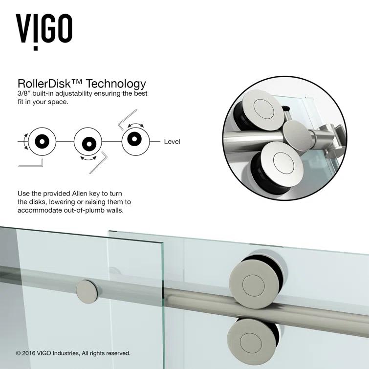 Elan 56-60" W x 66" H Sliding Frameless Tub Door with 3/8" Clear Glass