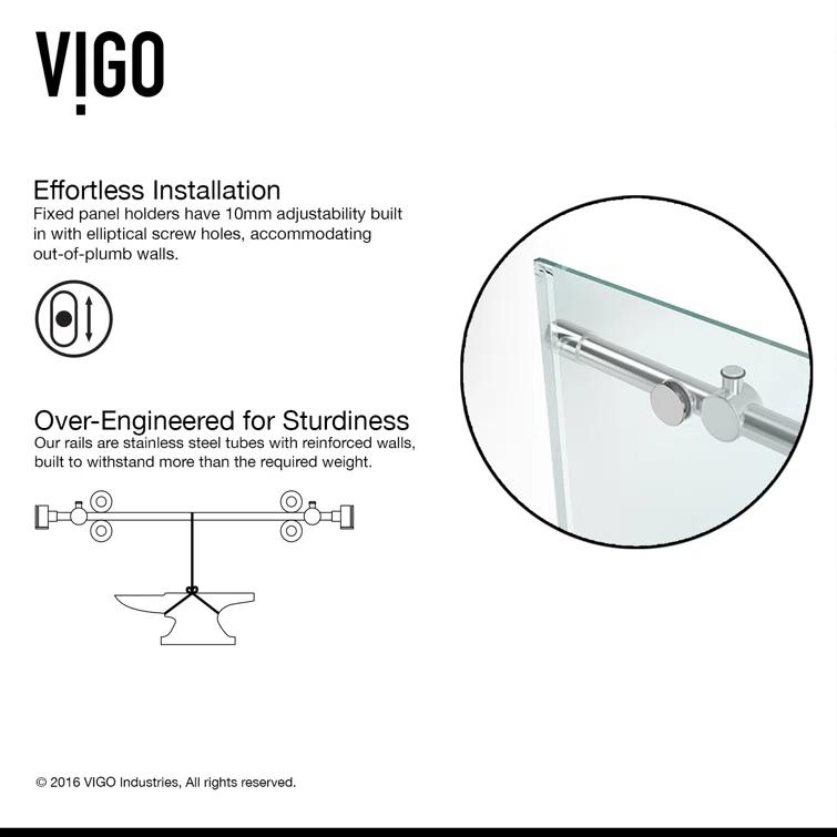 Elan 56-60" W x 66" H Sliding Frameless Tub Door with 3/8" Clear Glass